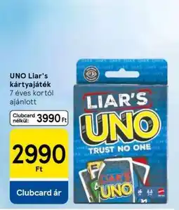 Tesco UNO LIAR'S KÁRTYAJÁTÉK ajánlat