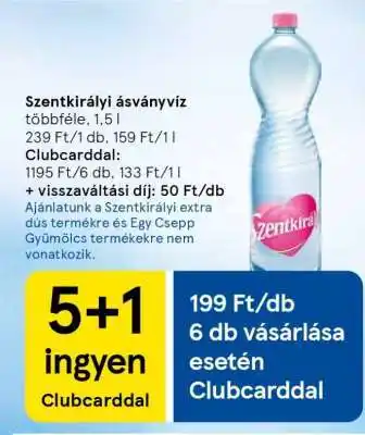 Tesco SZENTKIRÁLYI Ásványvíz ajánlat