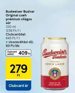 Tesco Budweiser Budvar Original cseh prémium világos sör ajánlat