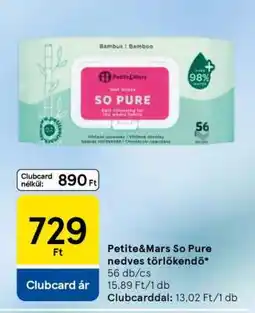 Tesco Petite&Mars So Pure nedves törlőkendő ajánlat