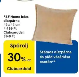 Tesco F&F Home bézs díszpárna ajánlat