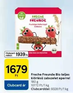 Tesco Freche Freunde Bio teljes kiőrlésű zab szelet eperrel ajánlat
