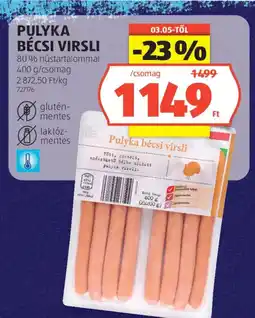 ALDI PULYKA BÉCSI VIRSLI ajánlat