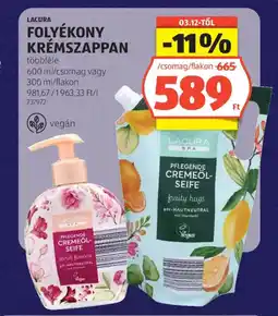 ALDI LACURA FOLYÉKONY KRÉMSZAPPAN ajánlat