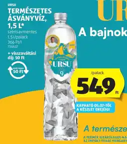 ALDI URSU TERMÉSZETES ÁSVÁNYVÍZ ajánlat