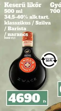 Family Diszkont UNICUM Keserű likőr ajánlat