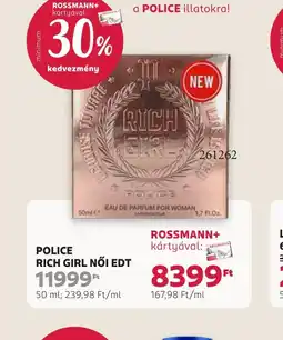 Rossmann POLICE RICH GIRL NŐI EDT ajánlat