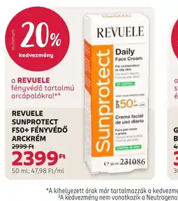 Rossmann REVEULE SUNPROTECT ARCKRÉM ajánlat