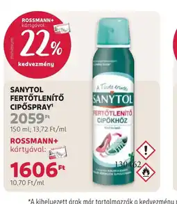 Rossmann SANYTOL FERTŐTLENÍTŐ CIPŐSPRAY ajánlat