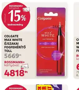 Rossmann COLGATE MAX WHITE FOGFEHÉR 75 8,60TŐ TOLL ajánlat
