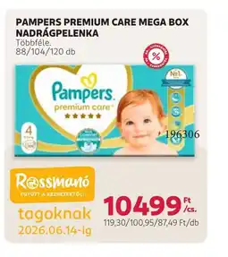 Rossmann PAMPERS PREMIUM CARE MEGA BOX NADRÁGPELENKA ajánlat