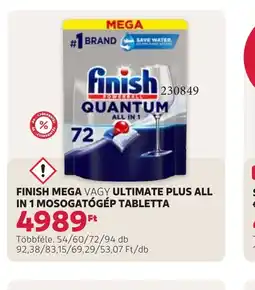 Rossmann FINISH MEGA VAGY ULTIMATE PLUS ALL IN 1 MOSOGATGÉP TABLETTA ajánlat