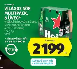 ALDI HEINEKEN VILÁGOS SÖR MULTIPACK, 6 ÜVEG ajánlat
