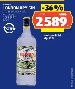 ALDI Johnsen London Dry Gin ajánlat
