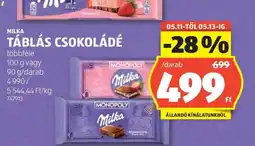ALDI MILKA Táblás csokoládé ajánlat