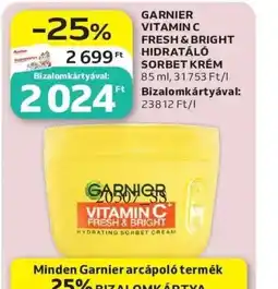 Auchan GARNIER VITAMIN C HIDRATÁL SORBET KRÉM ajánlat