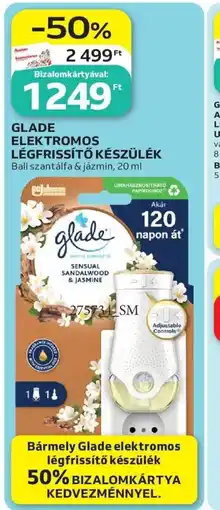 Auchan GLADE ELEKTROMOS LÉGFRISS Bármely Glade elektromosTŐ KÉSZÜLÉK ajánlat