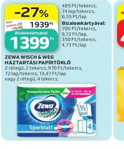 Auchan ZEWA WISCH -10 WEG HÁZTARTÁSI PAPÍRTÖRLŐ ajánlat
