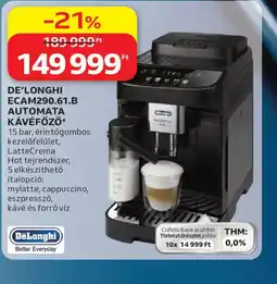 Auchan DE'LONGHI ECAM290.61.B KÁVÉFŐZŐ ajánlat