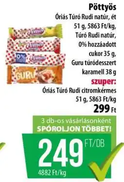 Coop Pöttyös Óriás Túró Rudi ajánlat