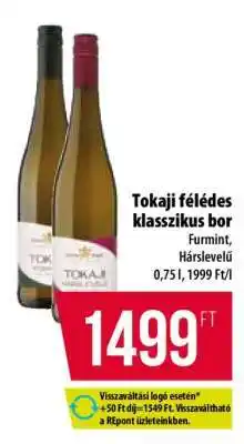 Tokaji félédes klasszikus bor