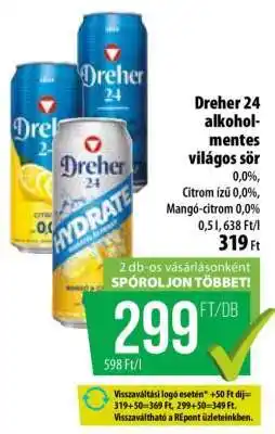 Coop Dreher 24 alkoholmentes világos sör ajánlat