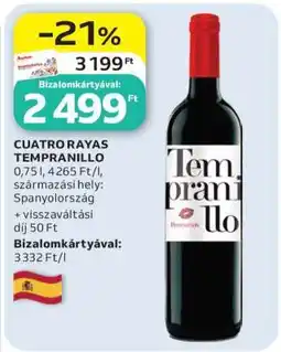 Auchan CUATRO RAYAS TEMPRANILLO ajánlat