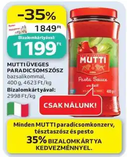 Auchan MUTTI ÜVEGES PARADICSOMSZÓSZ ajánlat