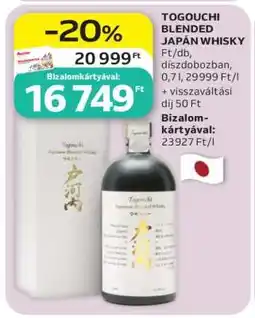 Auchan TOGOUCHI BLENDED JAPÁN WHISKY ajánlat