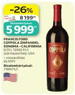 Auchan FRANCIS FORD COPPOLA ZINFANDEL SONOMA – CALIFORNIA ajánlat