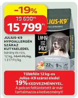 Auchan JULIUS-K9 Hypoallergén Száraz Kutyaeledel ajánlat