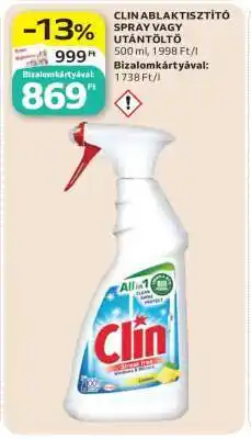 Auchan Clin Ablaktisztító Spray vagy Utántöltő ajánlat