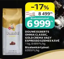 Auchan Douwe Egberts Omnia Classic, Gold Crema vagy Espresso Szemes Kávé ajánlat