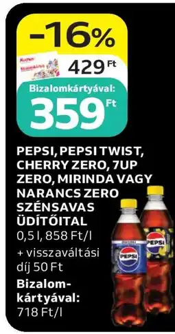 Auchan Pepsi, Pepsi Twist, Cherry Zero, 7up Zero, Mirinda vagy Narancs Zero szénsavas üdítőital ajánlat