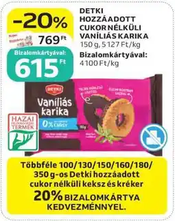 Auchan DETKI HOZZÁADOTT CUKOR NÉLKÜLI VANÍLIÁS KARIKA ajánlat