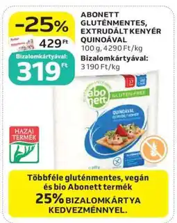Auchan ABONETT GLUTÉNMENTES EXTRUDÁLT KENYÉR QUINOÁVAL ajánlat