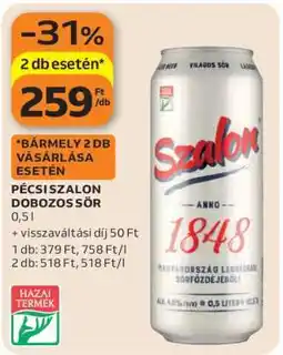 Auchan Pécsi Szalon Dobozos Sör ajánlat