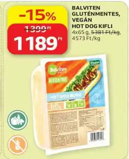 Auchan Balviten gluténmentes vegán hot-dog kifli ajánlat