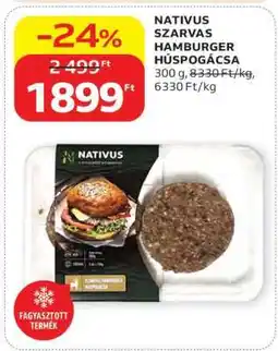 Auchan Nativus szarvas hamburger húspogácsa ajánlat