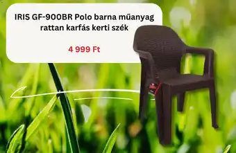IRIS GF-900BR Polo barna műanyag rattan karfás kerti szék