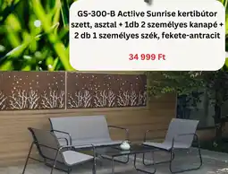 BestByte GS-300-B Act!ive Sunrise kertibútor szett, asztal + 1db 2 személyes kanapé + 2 db 1 személyes szék, fekete-antracit ajánlat