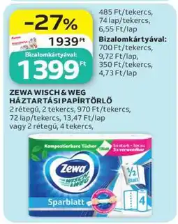 Auchan ZEWA WISCH & WEG HÁZTARTÁSI PAPÍRTÖRLŐ ajánlat