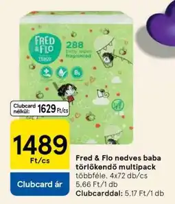 Tesco Fred & Flo nedves baba törlőkendő multipack ajánlat