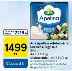 Tesco Arla Apetina sólében érlelt, félzsíros, lágy sajt ajánlat