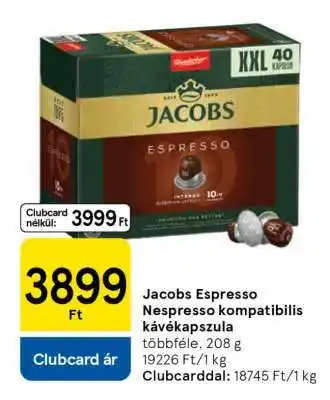 Tesco Jacobs Espresso Nespresso kompatibilis kávékapszula ajánlat