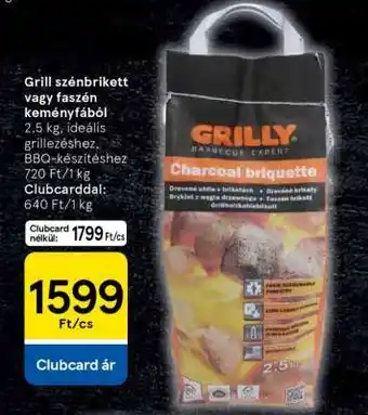 Tesco Grill szénbrikett vagy faszén keményfából ajánlat