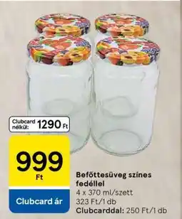 Tesco Befőttesüveg színes fedéllel ajánlat