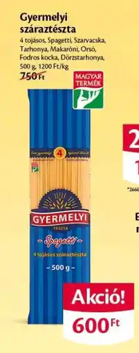 EcoFamily Gyermelyi száraztészta ajánlat