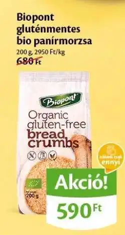 EcoFamily Biopont gluténmentes bio panírmorzsa ajánlat