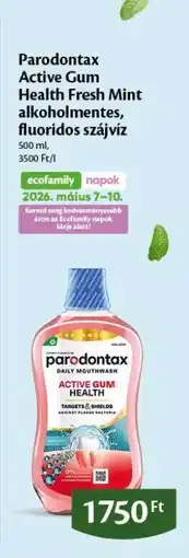 EcoFamily Parodontax Active Gum Health Fresh Mint alkoholmentes, fluoridos szájvíz ajánlat